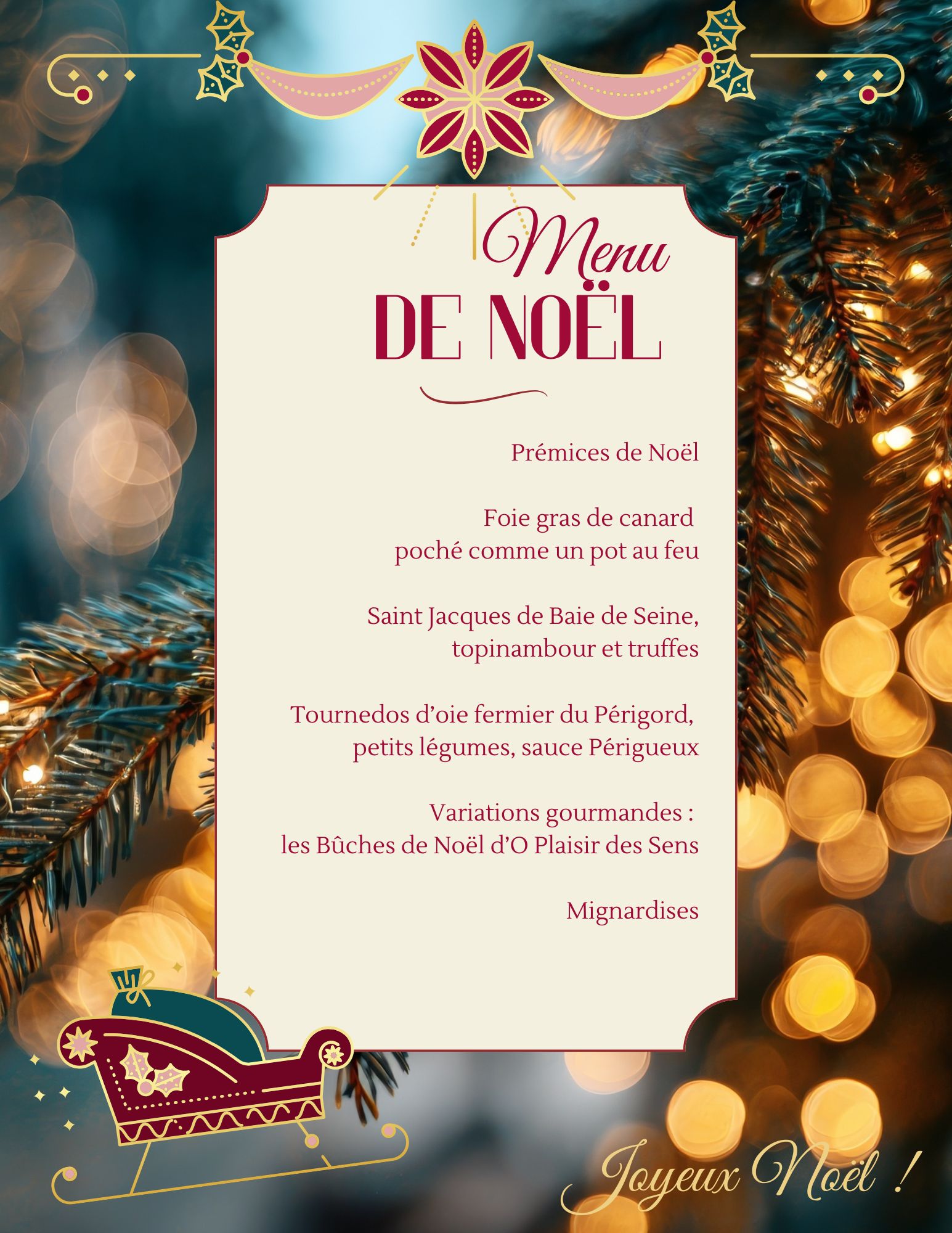 Menu de Noel 2025
